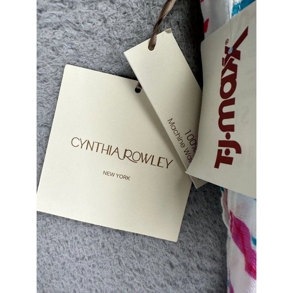 Cynthia Rowley Pants Womens Large Blue‎ Tropical 100% Linen Wide-Leg Hi-Rise NEW - Picture 4 of 10